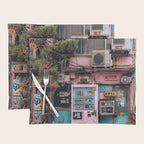 Urban Architecture with Plants and Tree in Front of Vending Machine - Urban Photography Placemat Gallery Image 1