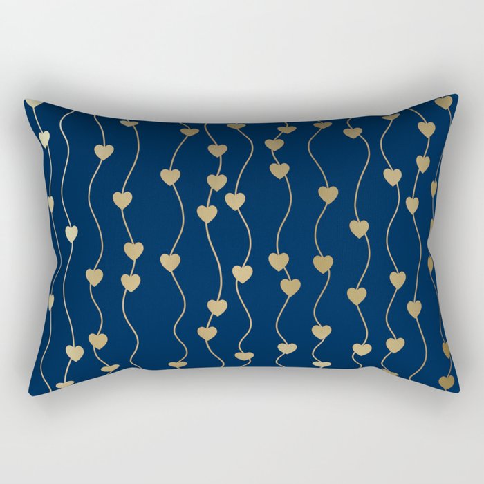 Heart Strings in Navy and Gold Rectangular Pillow Gallery Image 2