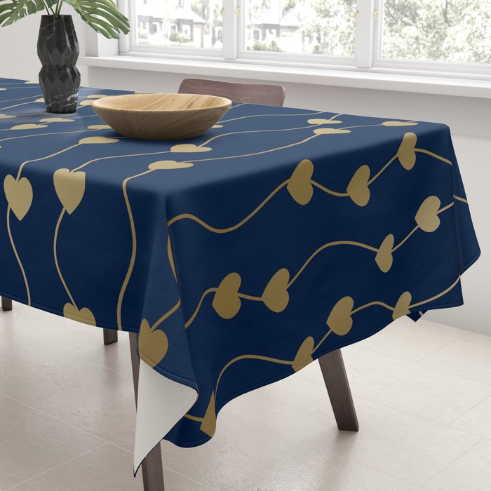 Heart Strings in Navy and Gold Tablecloth Gallery Image 3