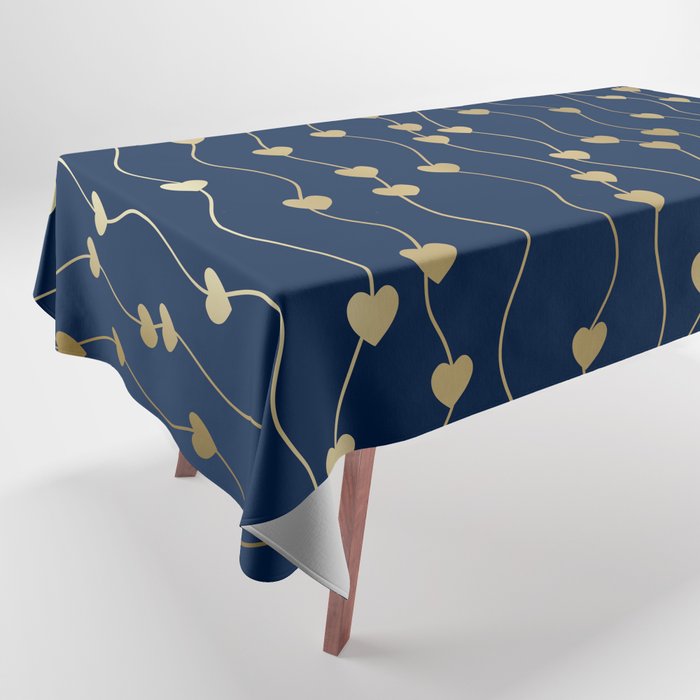 Heart Strings in Navy and Gold Tablecloth Gallery Image 1