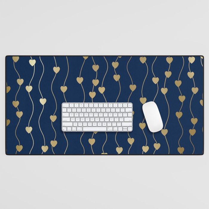 Heart Strings in Navy and Gold Desk Mat Gallery Image 1