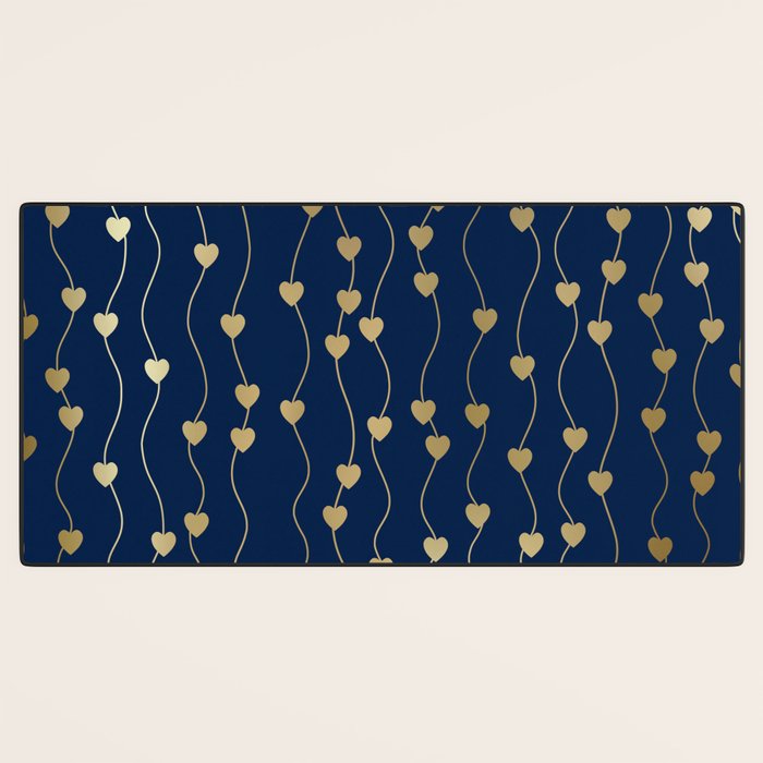Heart Strings in Navy and Gold Desk Mat Gallery Image 3