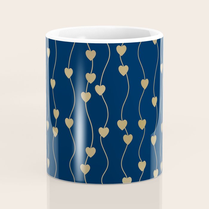 Heart Strings in Navy and Gold Coffee Mug Gallery Image 4