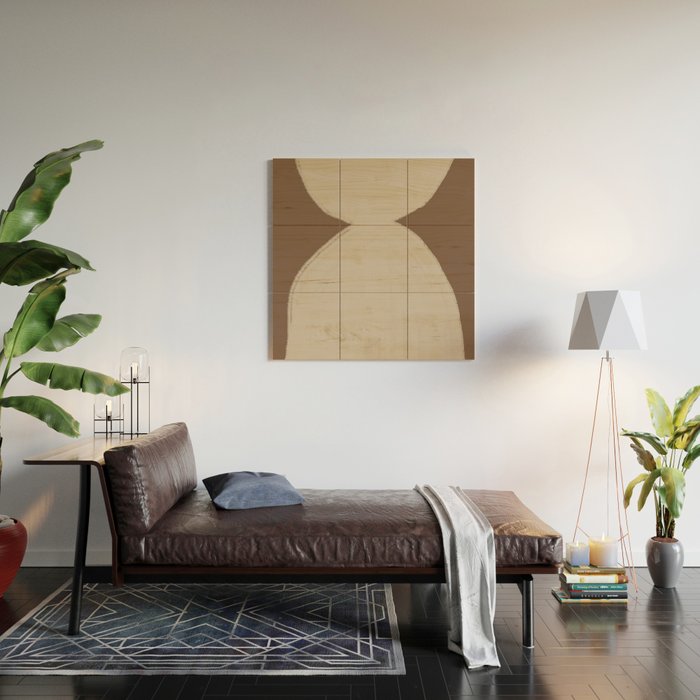 Modern Neutral Shapes Wood Wall Art Gallery Image 2