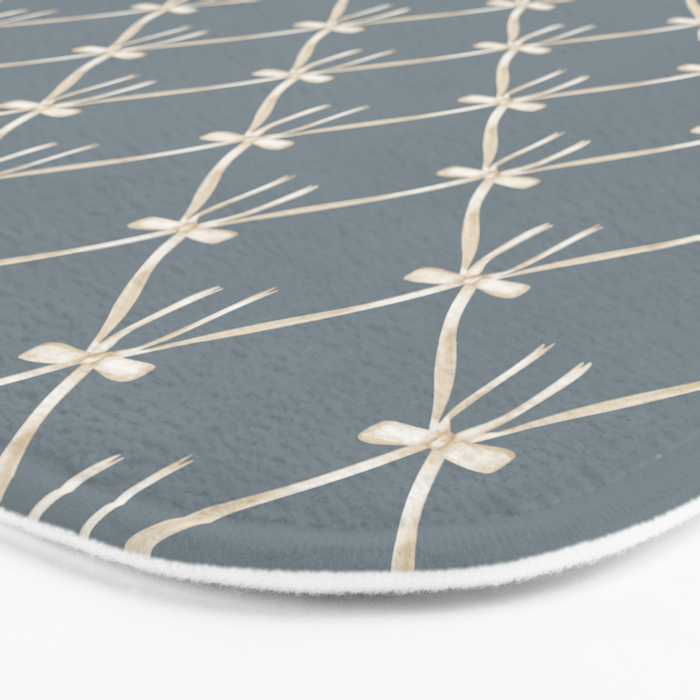Bows & Ribbons Pattern LXI Neutral Grey Bath Mat Gallery Image 3