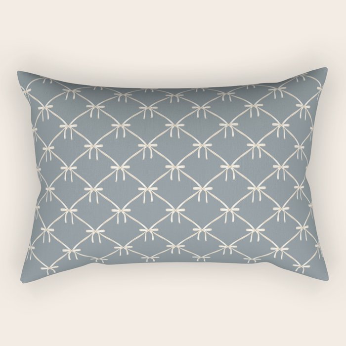 Bows & Ribbons Pattern LXI Neutral Grey Rectangular Pillow Gallery Image 1