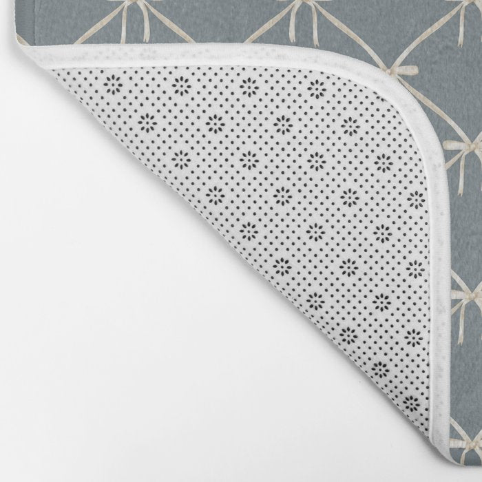 Bows & Ribbons Pattern LXI Neutral Grey Bath Mat Gallery Image 2