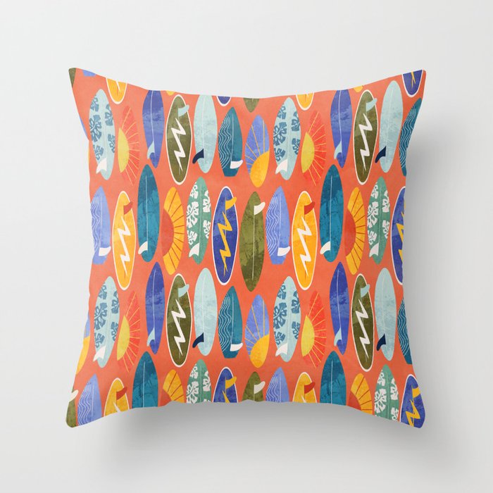 Surfboard orange  Throw Pillow Gallery Image 6