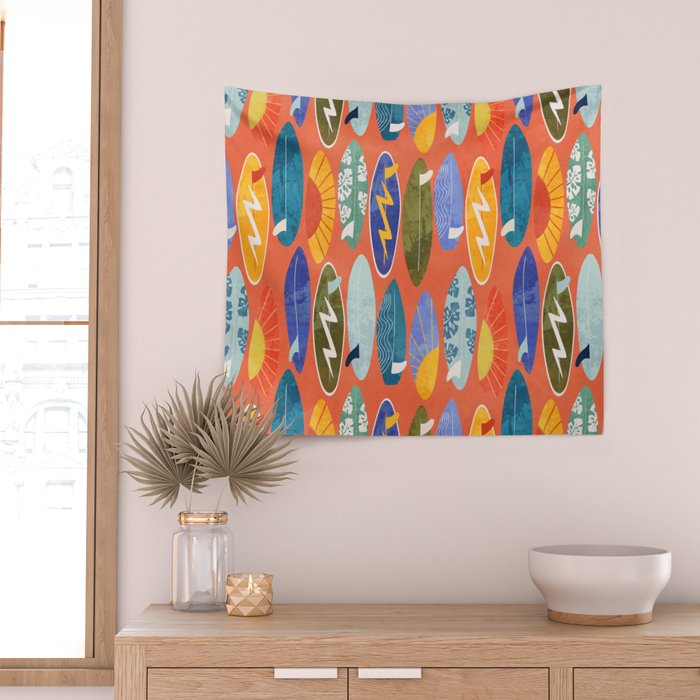 Surfboard orange  Wall Tapestry Gallery Image 2