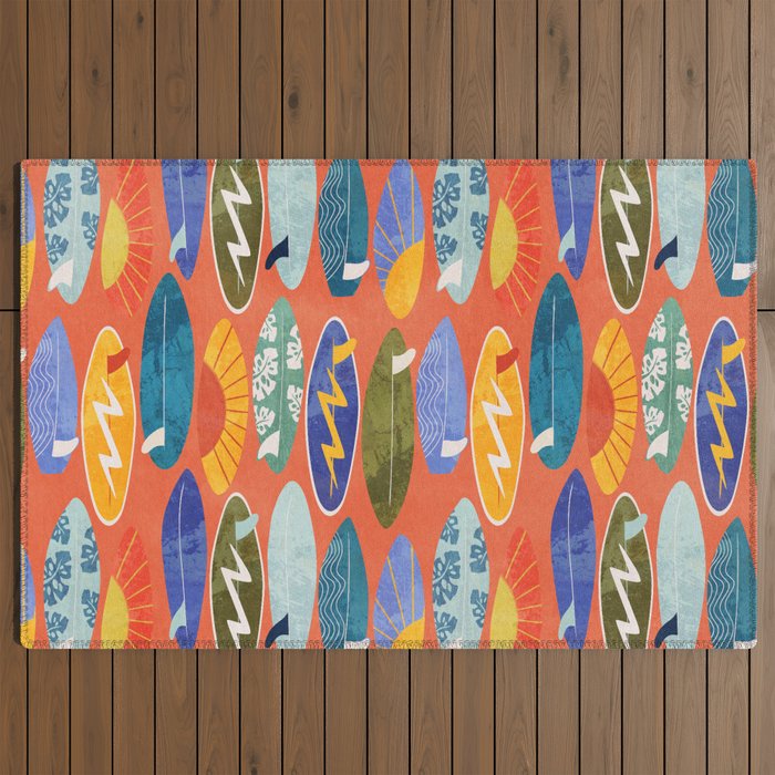 Surfboard orange  Outdoor Rug Gallery Image 2