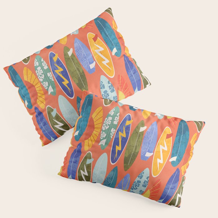 Surfboard orange  Pillow Sham Gallery Image 3