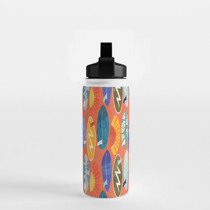Surfboard orange  Water Bottle Gallery Image 2