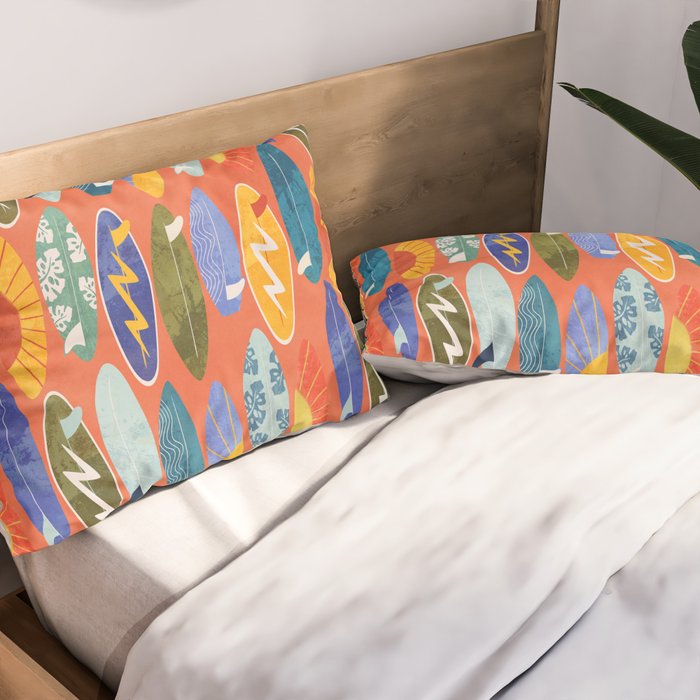 Surfboard orange  Pillow Sham Gallery Image 2