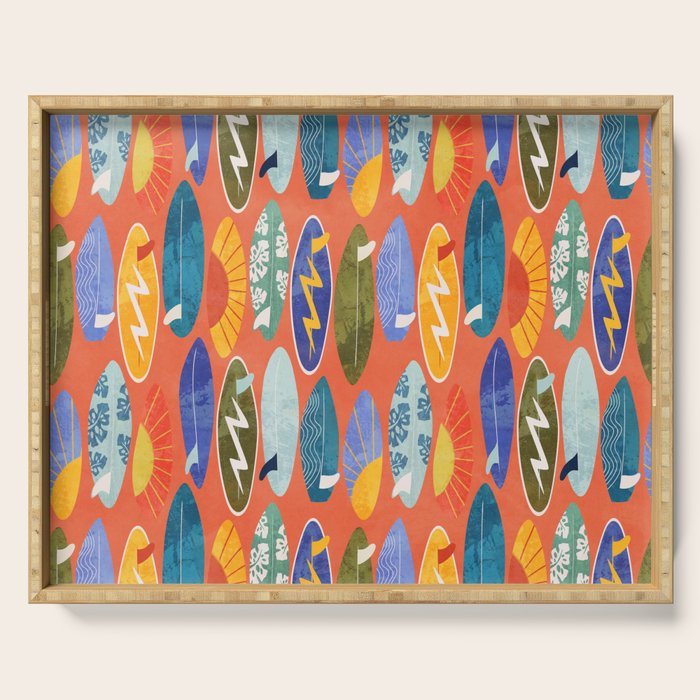Surfboard orange  Serving Tray Gallery Image 1