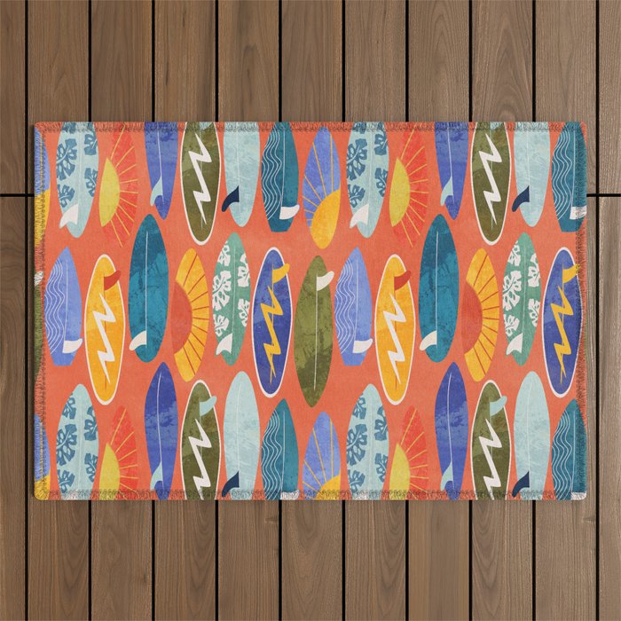 Surfboard orange  Outdoor Rug Gallery Image 1