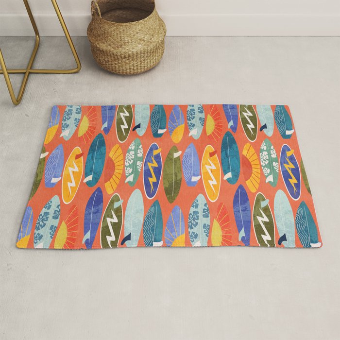 Surfboard orange  Rug Gallery Image 1