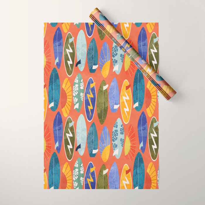 Surfboard orange  Wrapping Paper Gallery Image 1