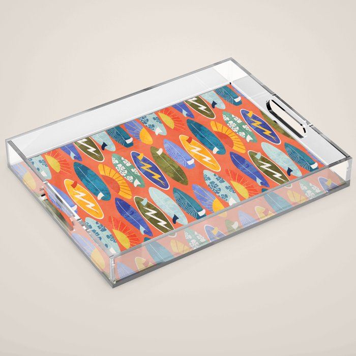 Surfboard orange  Acrylic Tray Gallery Image 1