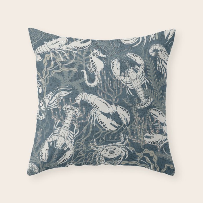 Lobster and friends Throw Pillow Gallery Image 6