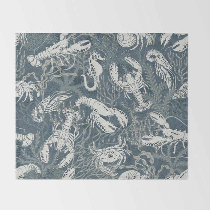 Lobster and friends Throw Blanket Gallery Image 2