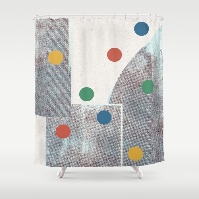 Retro Dots No.2 Shower Curtain Gallery Image 1