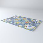 Sicilian Limones, italian mediterranean citrus fruit maiolica blue tiles Rug Gallery Image 3