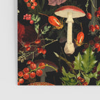 Vintage Dark Red Mushrooms And Poppies Botanical Midnight Garden Poster Gallery Image 3