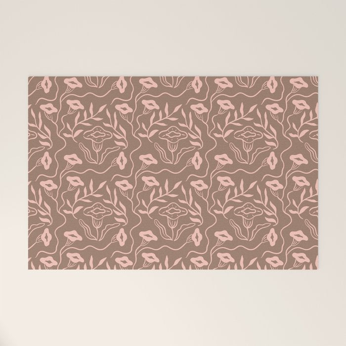 Dreamy Victorian Flower Pattern on Mocha Mousse Welcome Mat Gallery Image 1