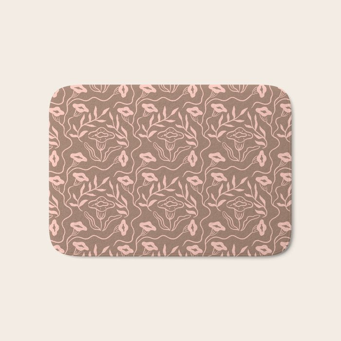 Dreamy Victorian Flower Pattern on Mocha Mousse Bath Mat Gallery Image 1