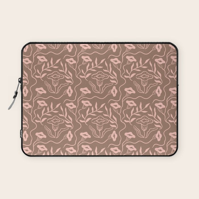 Dreamy Victorian Flower Pattern on Mocha Mousse Laptop Sleeve Gallery Image 1