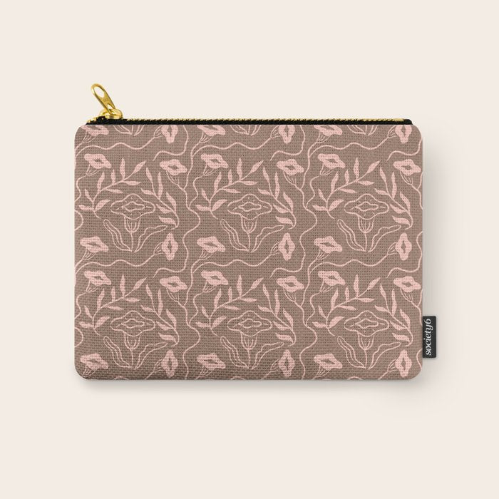 Dreamy Victorian Flower Pattern on Mocha Mousse Carry All Pouch Gallery Image 1