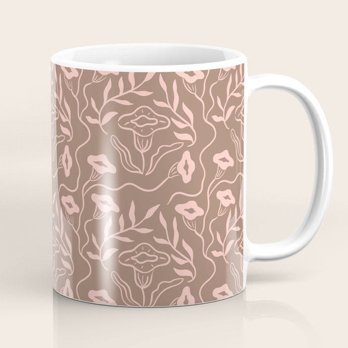 Dreamy Victorian Flower Pattern on Mocha Mousse Coffee Mug Gallery Image 1