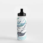 Sharks, Humpback Whales, Orcas & Turtles Ocean Play Print Water Bottle Gallery Image 2