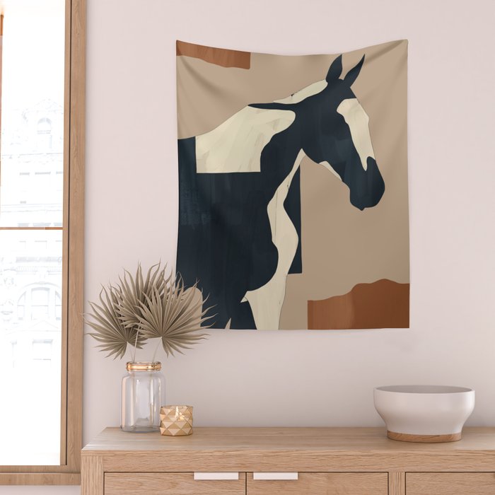 Abstract Minimal Horse 8 Wall Tapestry Gallery Image 2