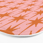 Retro Vintage 50s Starbursts Pattern in Pink and Orange Bath Mat Gallery Image 3