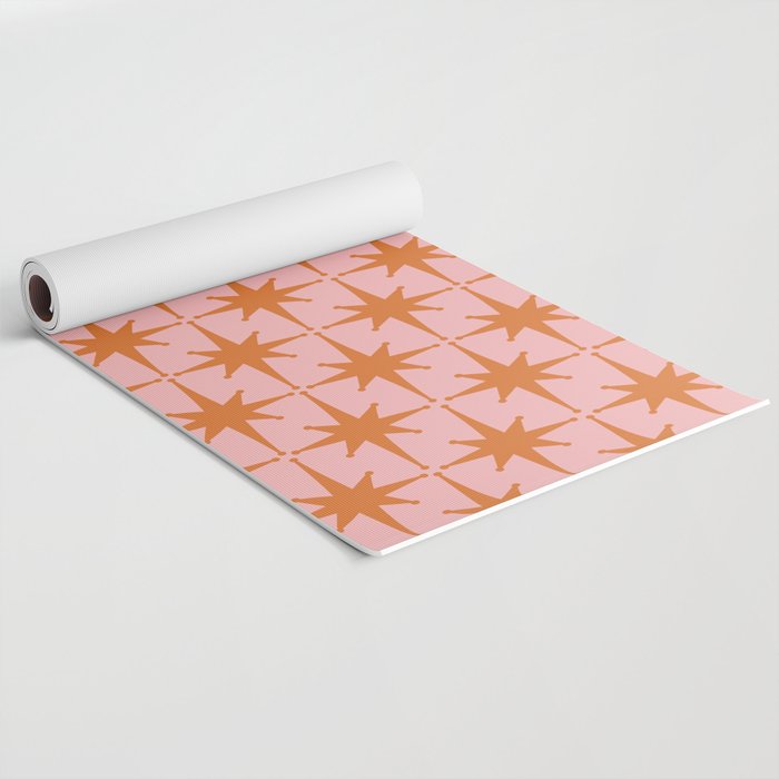 Retro Vintage 50s Starbursts Pattern in Pink and Orange Yoga Mat Gallery Image 2