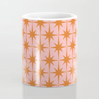 Retro Vintage 50s Starbursts Pattern in Pink and Orange Coffee Mug Gallery Image 4