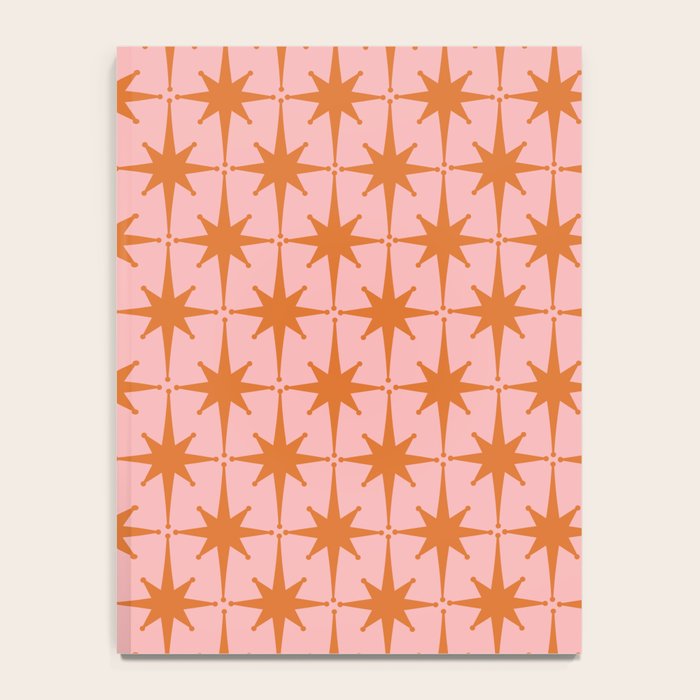 Retro Vintage 50s Starbursts Pattern in Pink and Orange Notebook Gallery Image 4