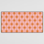 Retro Vintage 50s Starbursts Pattern in Pink and Orange Desk Mat Gallery Image 3