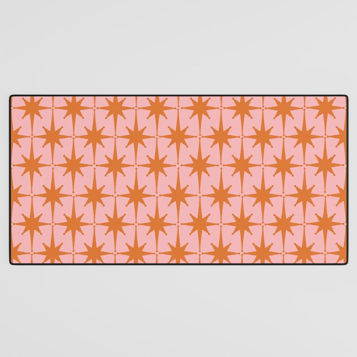 Retro Vintage 50s Starbursts Pattern in Pink and Orange Desk Mat Gallery Image 3