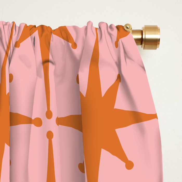 Retro Vintage 50s Starbursts Pattern in Pink and Orange Window Curtain Gallery Image 2