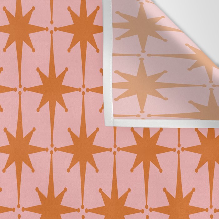 Retro Vintage 50s Starbursts Pattern in Pink and Orange Wall Tapestry Gallery Image 3