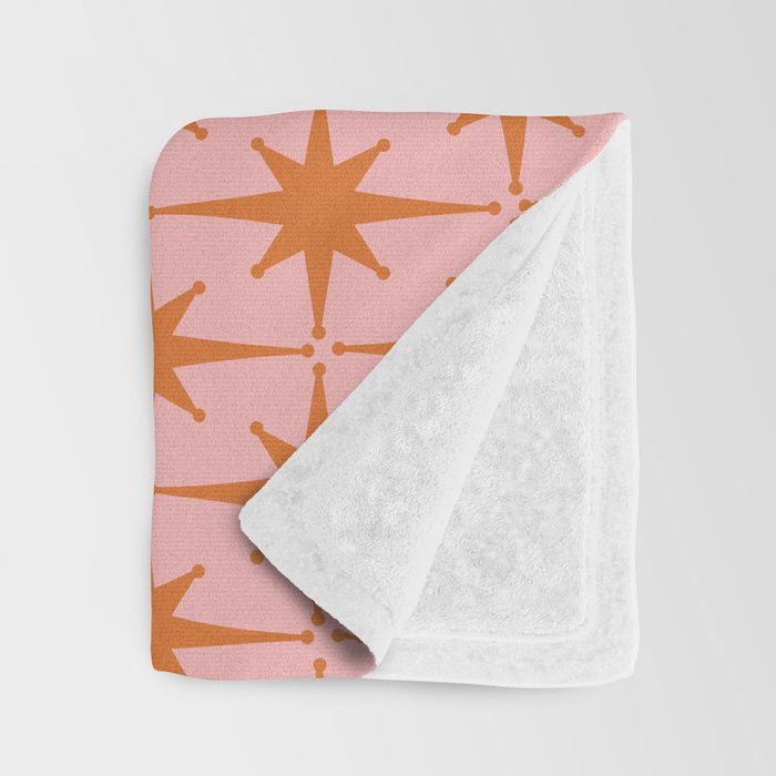 Retro Vintage 50s Starbursts Pattern in Pink and Orange Throw Blanket Gallery Image 3