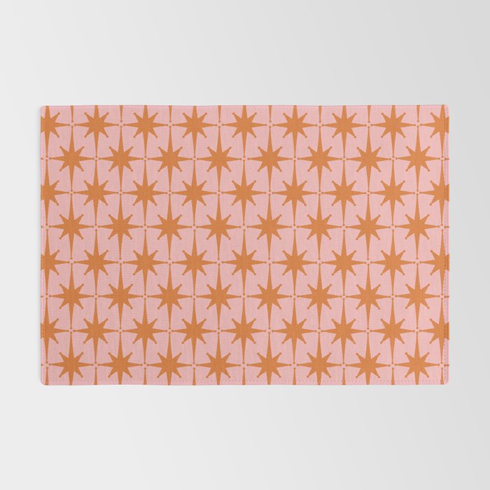 Retro Vintage 50s Starbursts Pattern in Pink and Orange Rug Gallery Image 2