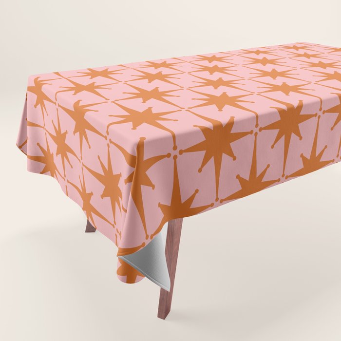 Retro Vintage 50s Starbursts Pattern in Pink and Orange Tablecloth Gallery Image 1