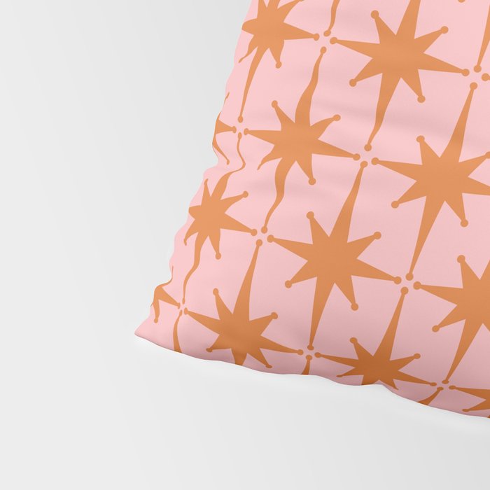 Retro Vintage 50s Starbursts Pattern in Pink and Orange Pillow Sham Gallery Image 4
