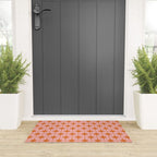 Retro Vintage 50s Starbursts Pattern in Pink and Orange Welcome Mat Gallery Image 3