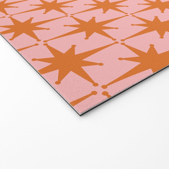 Retro Vintage 50s Starbursts Pattern in Pink and Orange Welcome Mat Gallery Image 2