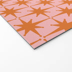 Retro Vintage 50s Starbursts Pattern in Pink and Orange Welcome Mat Gallery Image 2