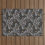 Celestial Cecropia - Black red & gold Outdoor Rug Gallery Image 1